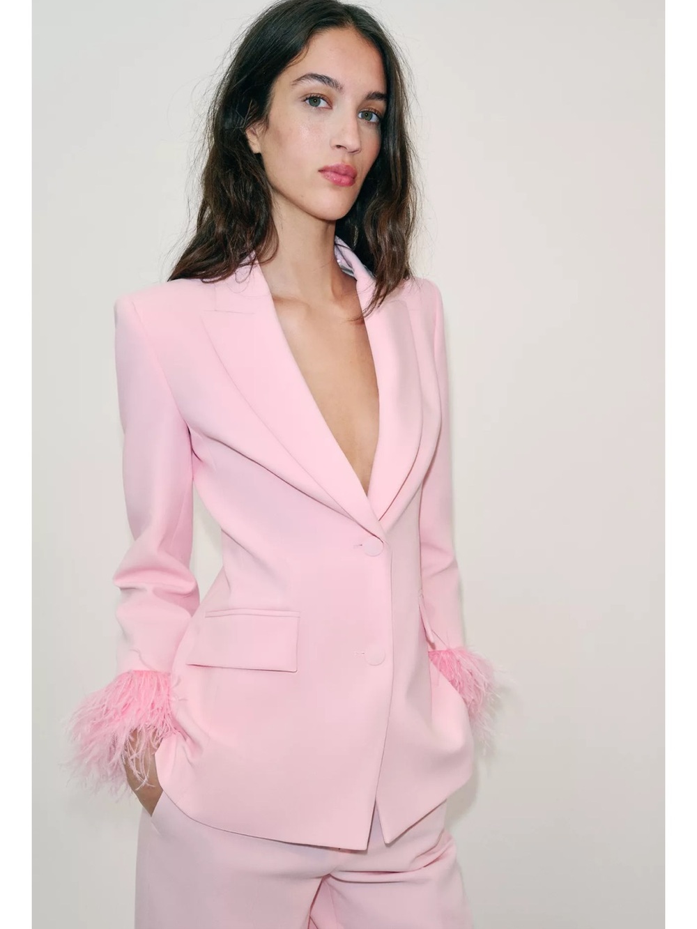 Zara BLAZER WITH FEATHER CUFFS